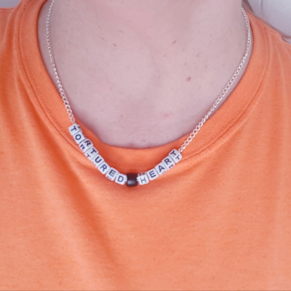 Tortured Heart Necklace Hand Crafted Black and White - Picture 6 of 14